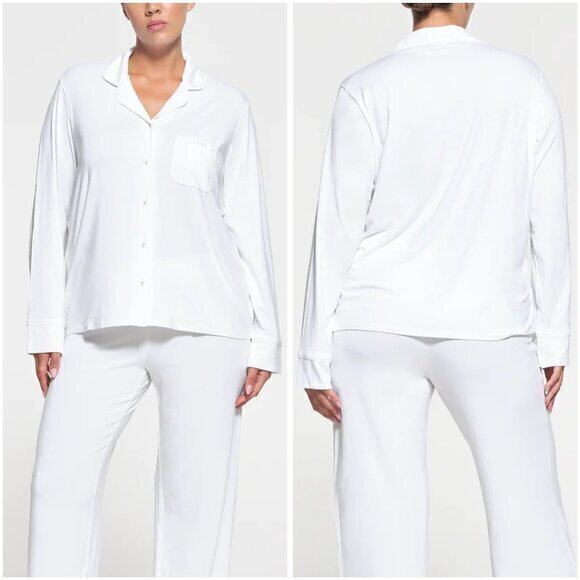 SKIMS Spa Button Up Sleep Top in Snow Size 2X NWT